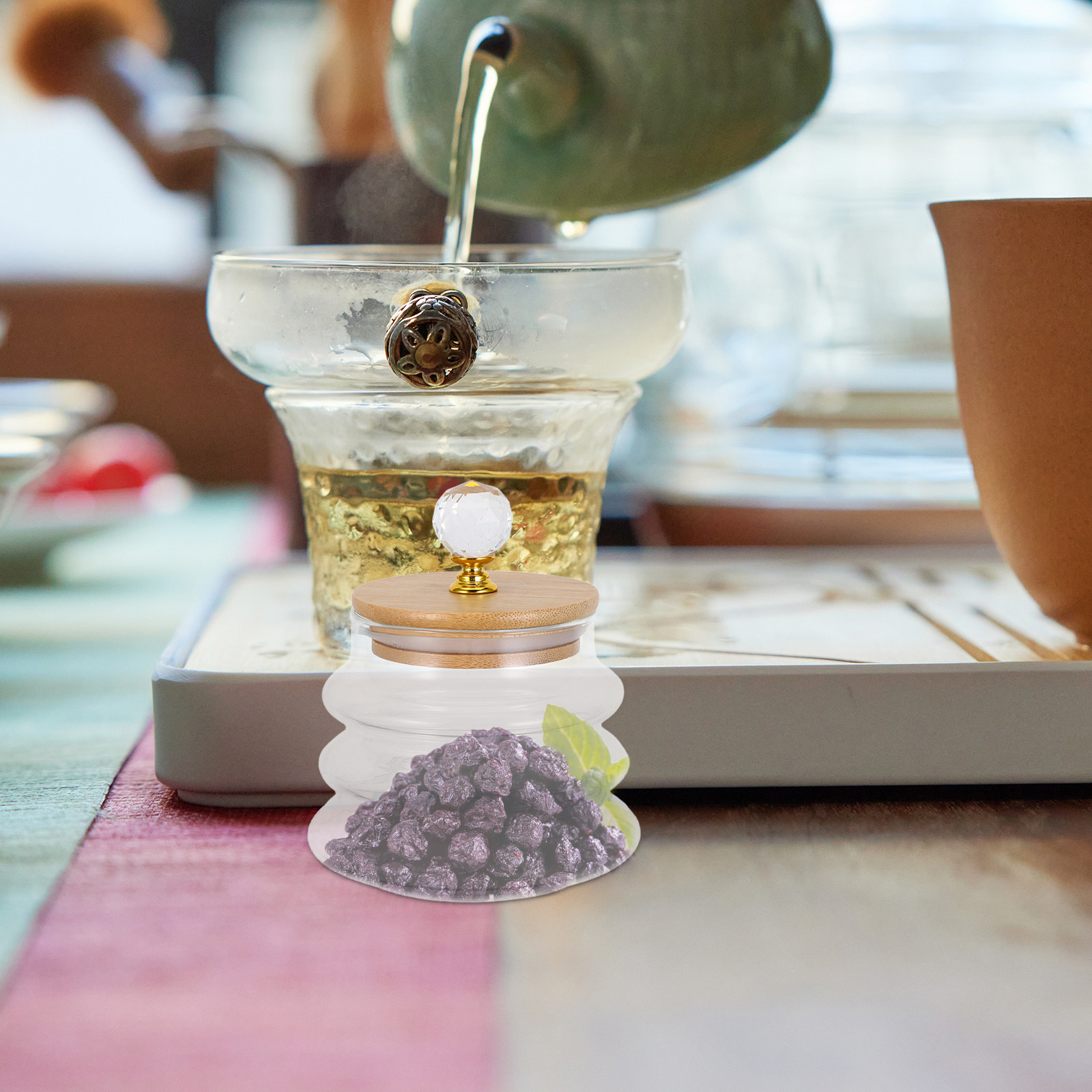 Coffee Tea And Bean Leaf - Clear Glass Storage Jar Airtight Seal