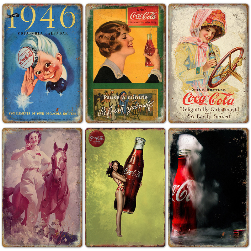 Coffee Tea Poster - Vintage Cola Logo Metal Poster Retro
