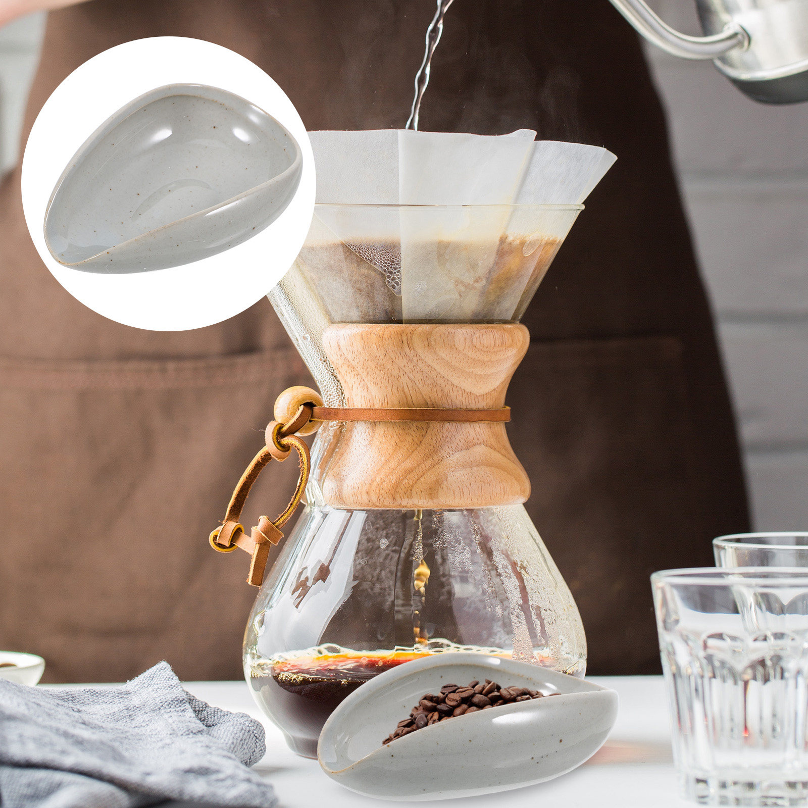 Coffee Tea And Bean Leaf - Ceramic Coffee Bean Tray Dosing Cup