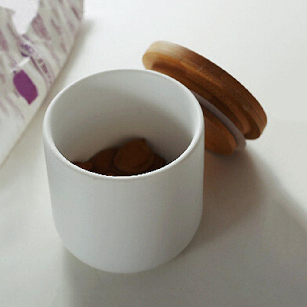 Coffee Tea Sugar Container Set - Ceramic Storage Jar Small Size White