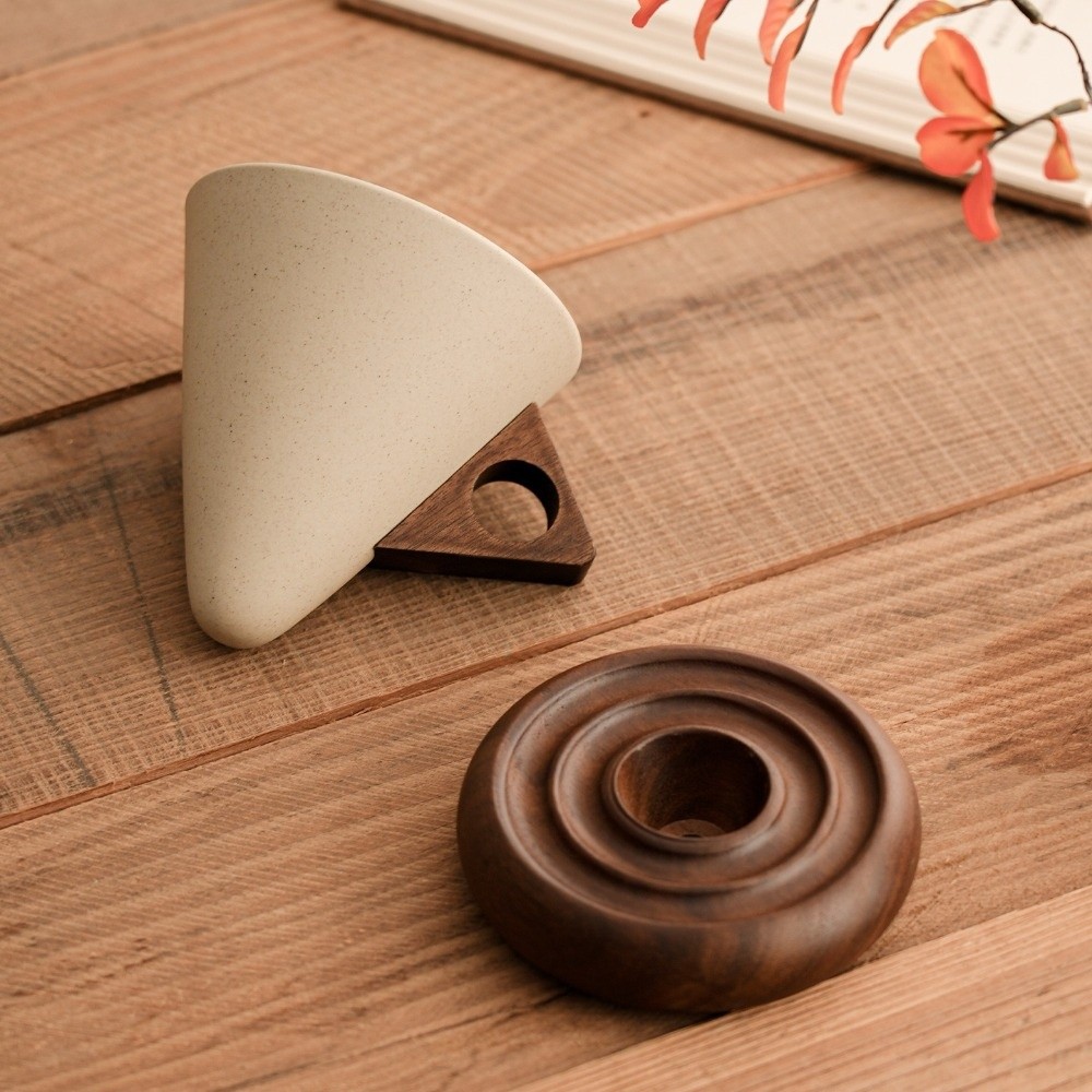 Coffee Tea Flask - Coarse Ceramic Triangular Cone Cup Retro