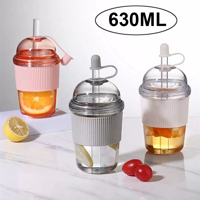Coffee Tea Flask - 630ML Straw Cup with Lid and