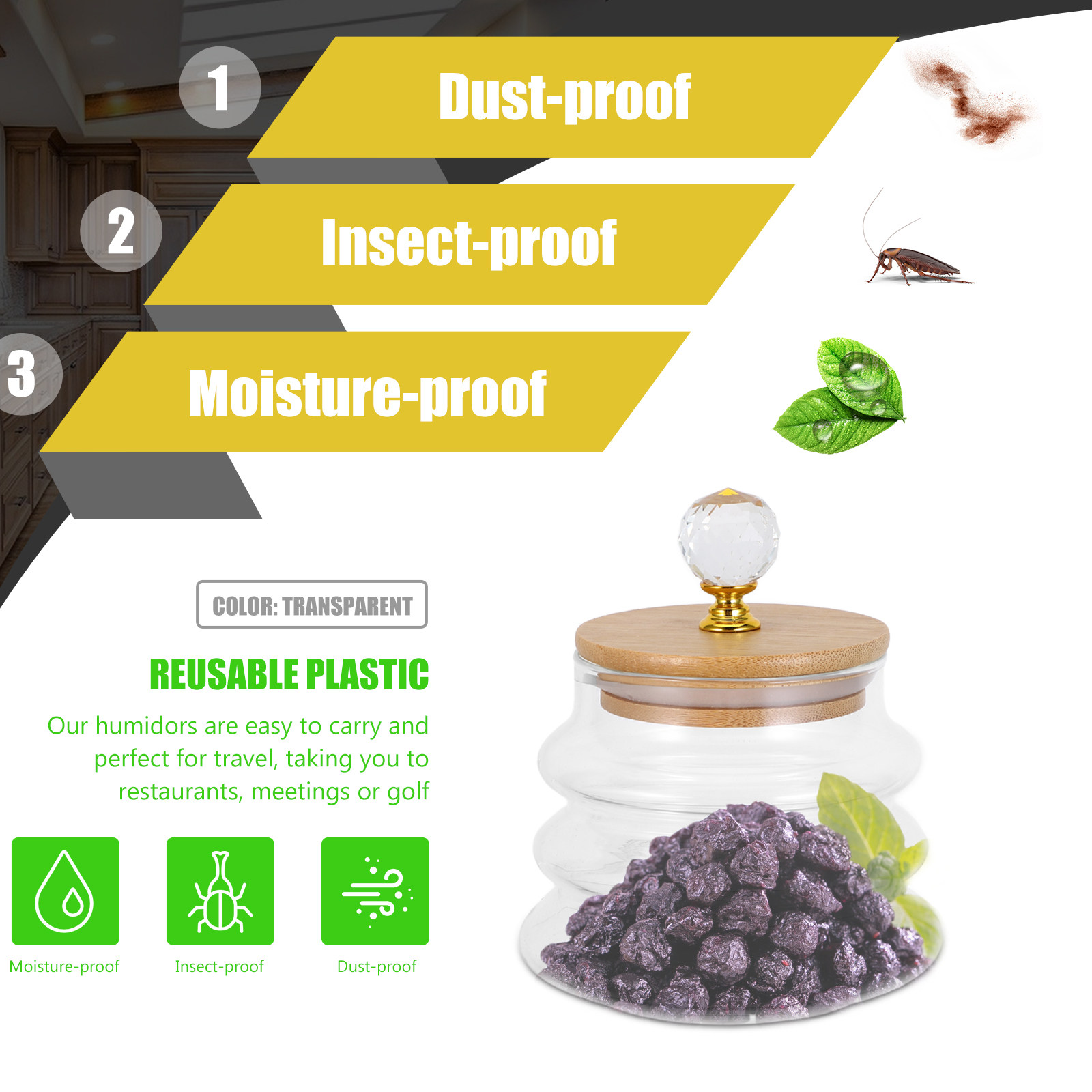 Clear Glass Storage Jar Airtig - Coffee Tea And Bean Leaf ulasan dan harga