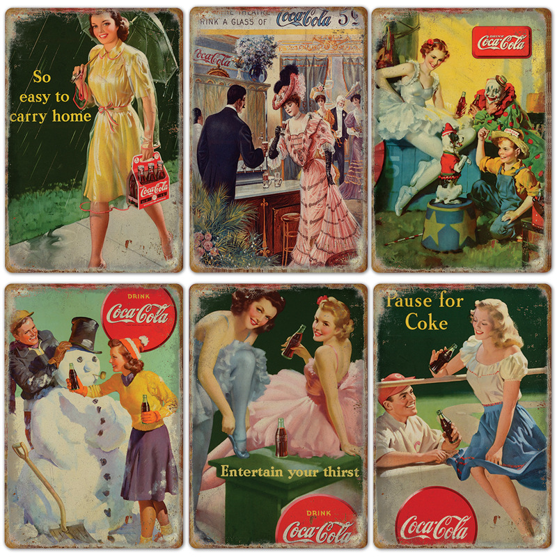 Vintage Cola Logo Metal Poster - Coffee Tea Poster ulasan dan harga