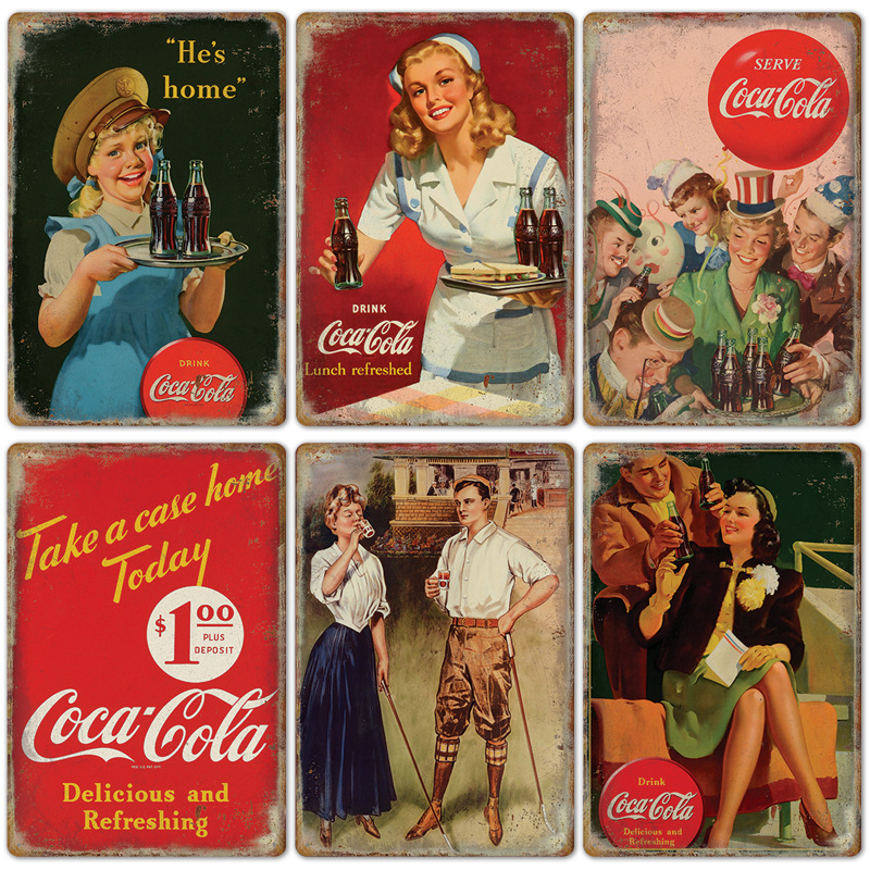 Vintage Cola Logo Metal Poster - Coffee Tea Poster ulasan dan harga