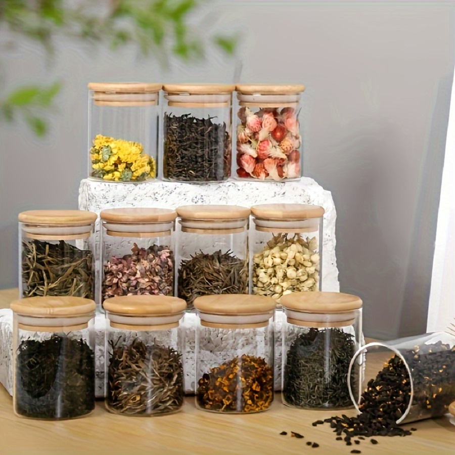 12pcs/set Airtight Glass Stora - Coffee Tea Sugar Container Set ulasan dan harga