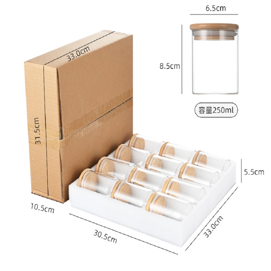 12pcs/set Airtight Glass Stora - Coffee Tea Sugar Container Set ulasan dan harga