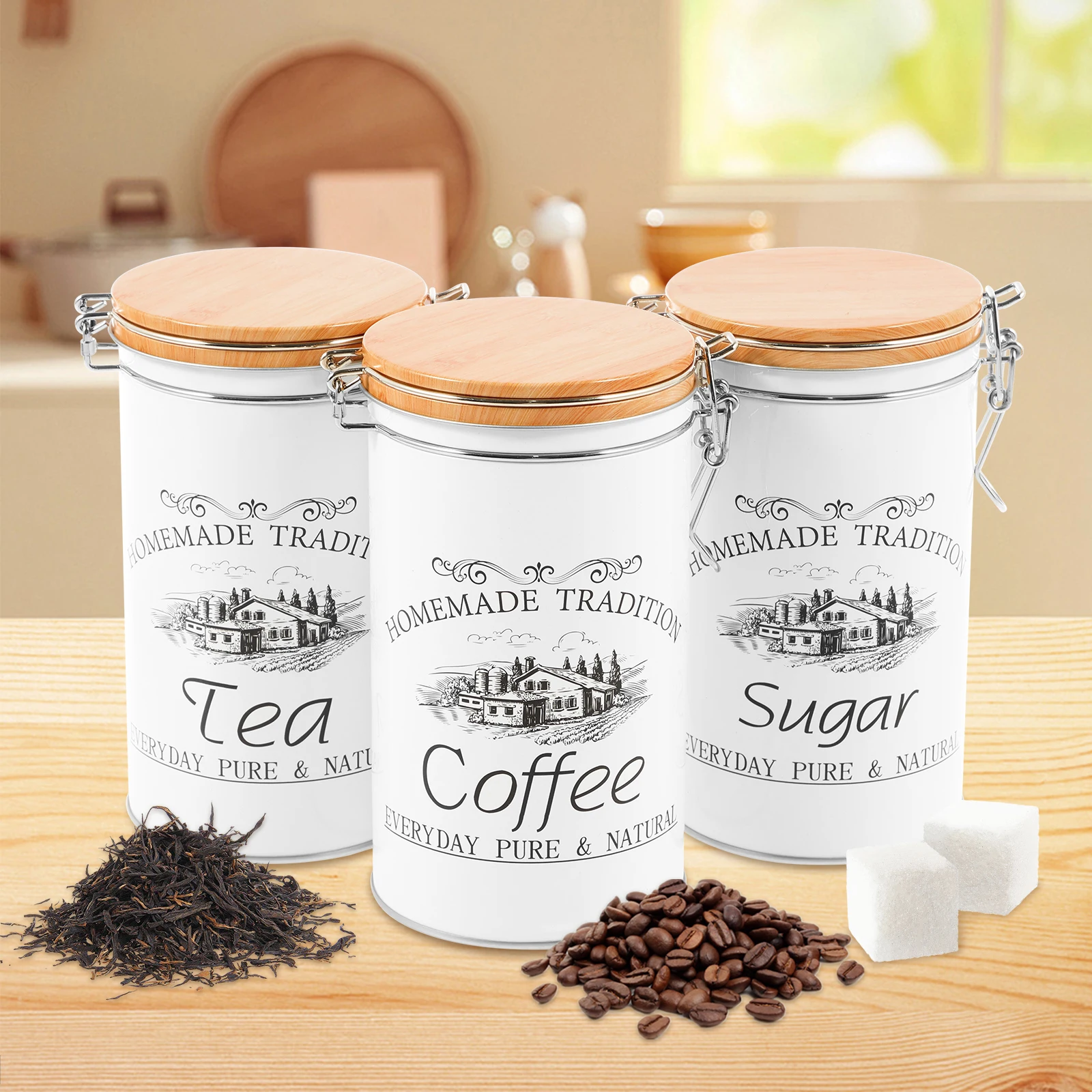 3Pcs/Set Tea Coffee Sugar Cani - Coffee Tea Sugar Container Set ulasan dan harga