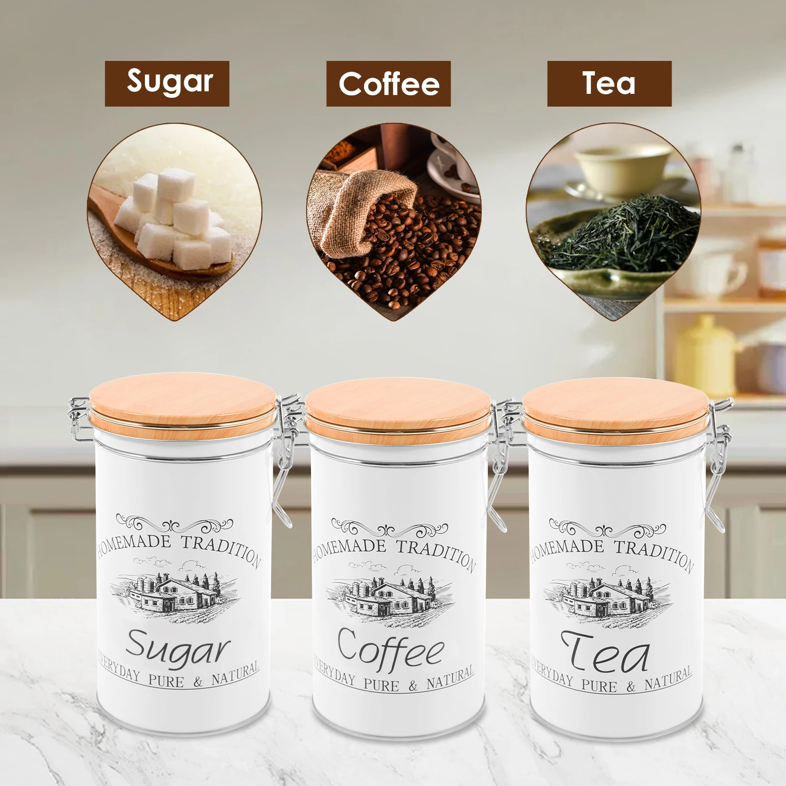 3Pcs/Set Tea Coffee Sugar Cani - Coffee Tea Sugar Container Set ulasan dan harga