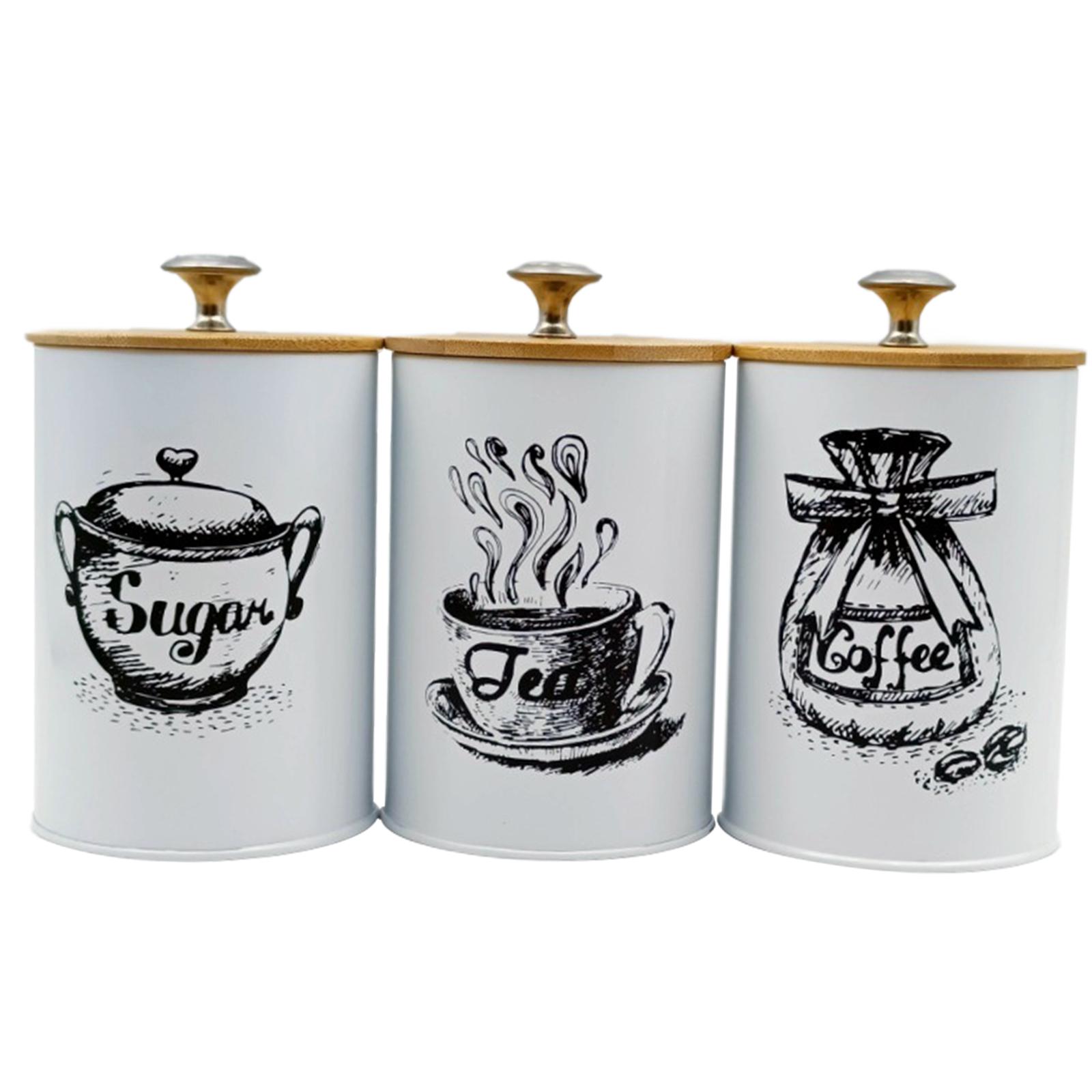 Coffee Tea Sugar Jar Set Kitch - Coffee Tea Sugar Container Set ulasan dan harga
