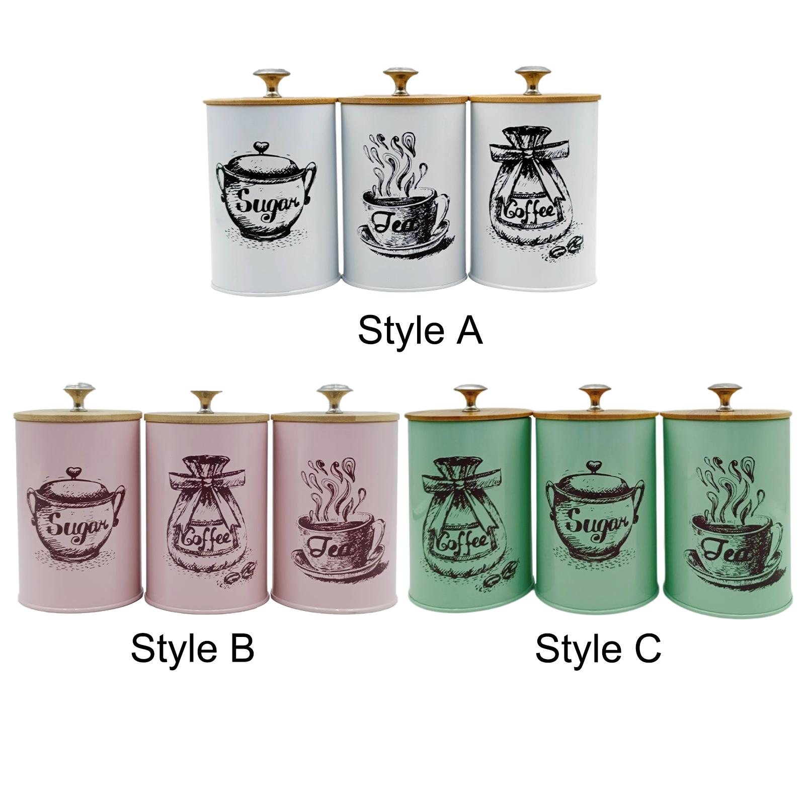 Coffee Tea Sugar Jar Set Kitch - Coffee Tea Sugar Container Set ulasan dan harga