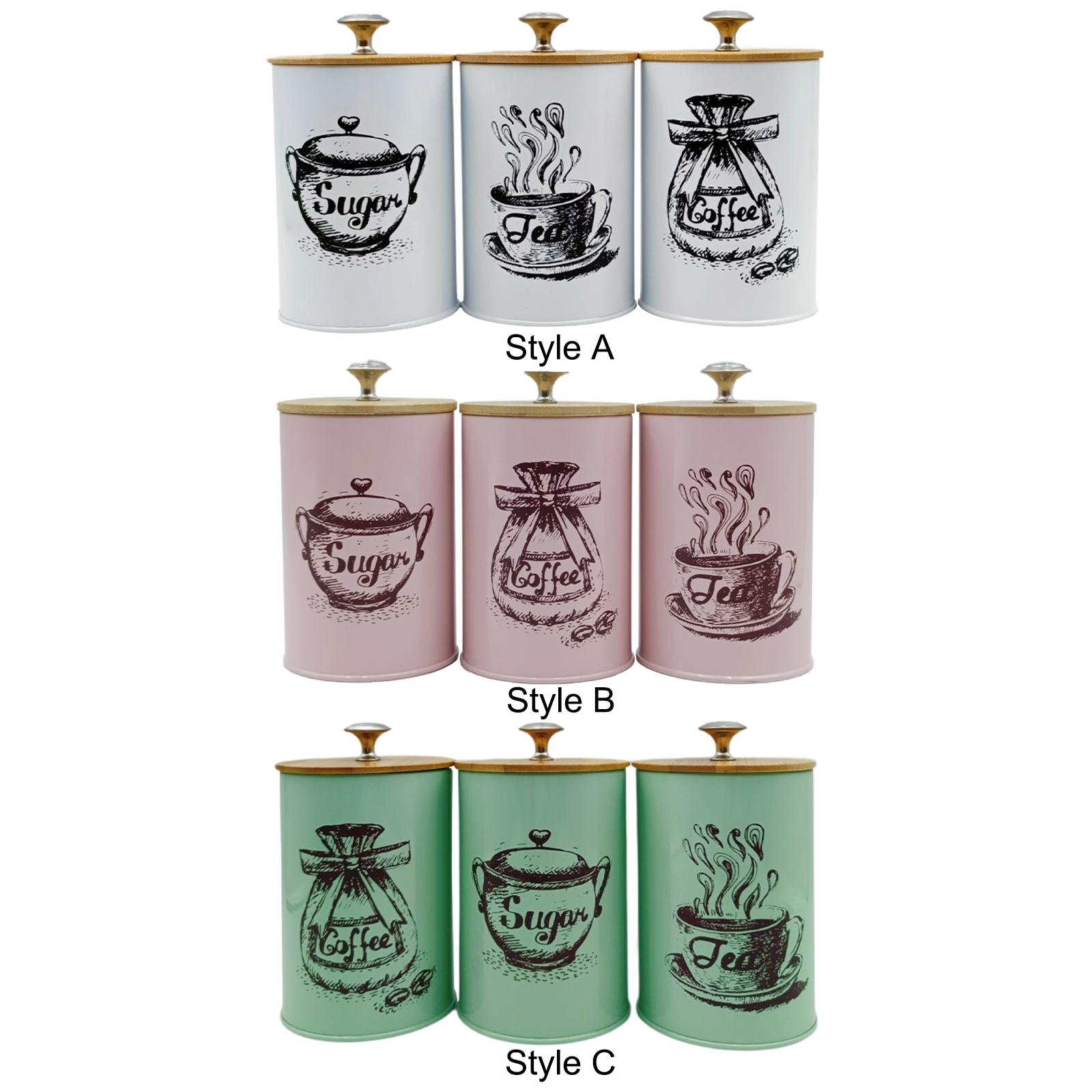 Coffee Tea Sugar Jar Set Kitch - Coffee Tea Sugar Container Set ulasan dan harga