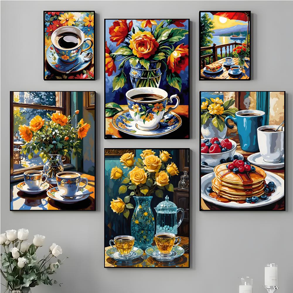 Art Afternoon tea coffee cup P - Coffee Tea Poster ulasan dan harga