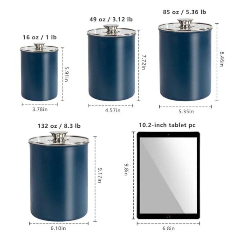 Stainless Steel Food Canister  - Coffee Tea Sugar Container Set ulasan dan harga