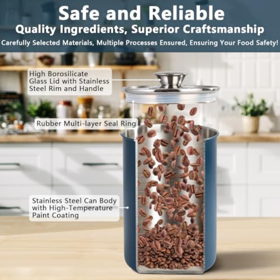 Stainless Steel Food Canister  - Coffee Tea Sugar Container Set ulasan dan harga