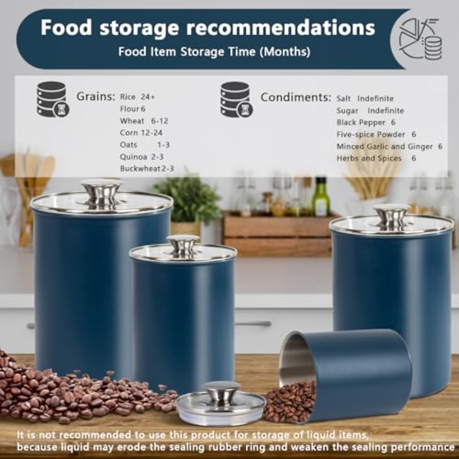 Stainless Steel Food Canister  - Coffee Tea Sugar Container Set ulasan dan harga