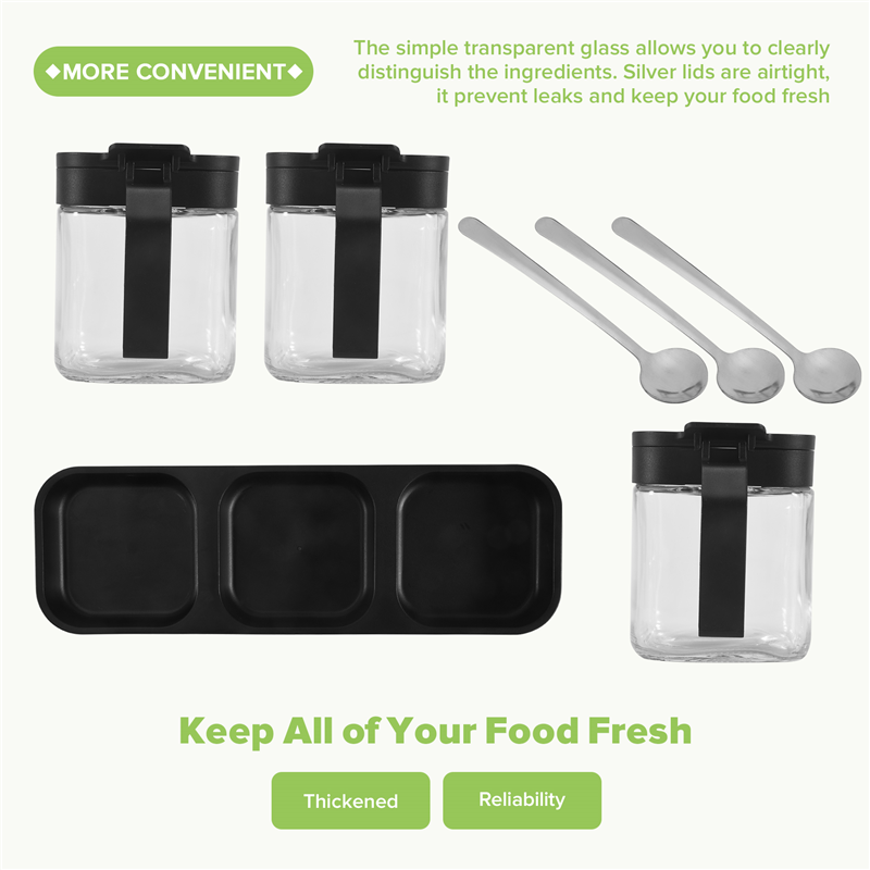 AC88-Glass Storage Jars Spice  - Coffee Tea Sugar Container Set ulasan dan harga