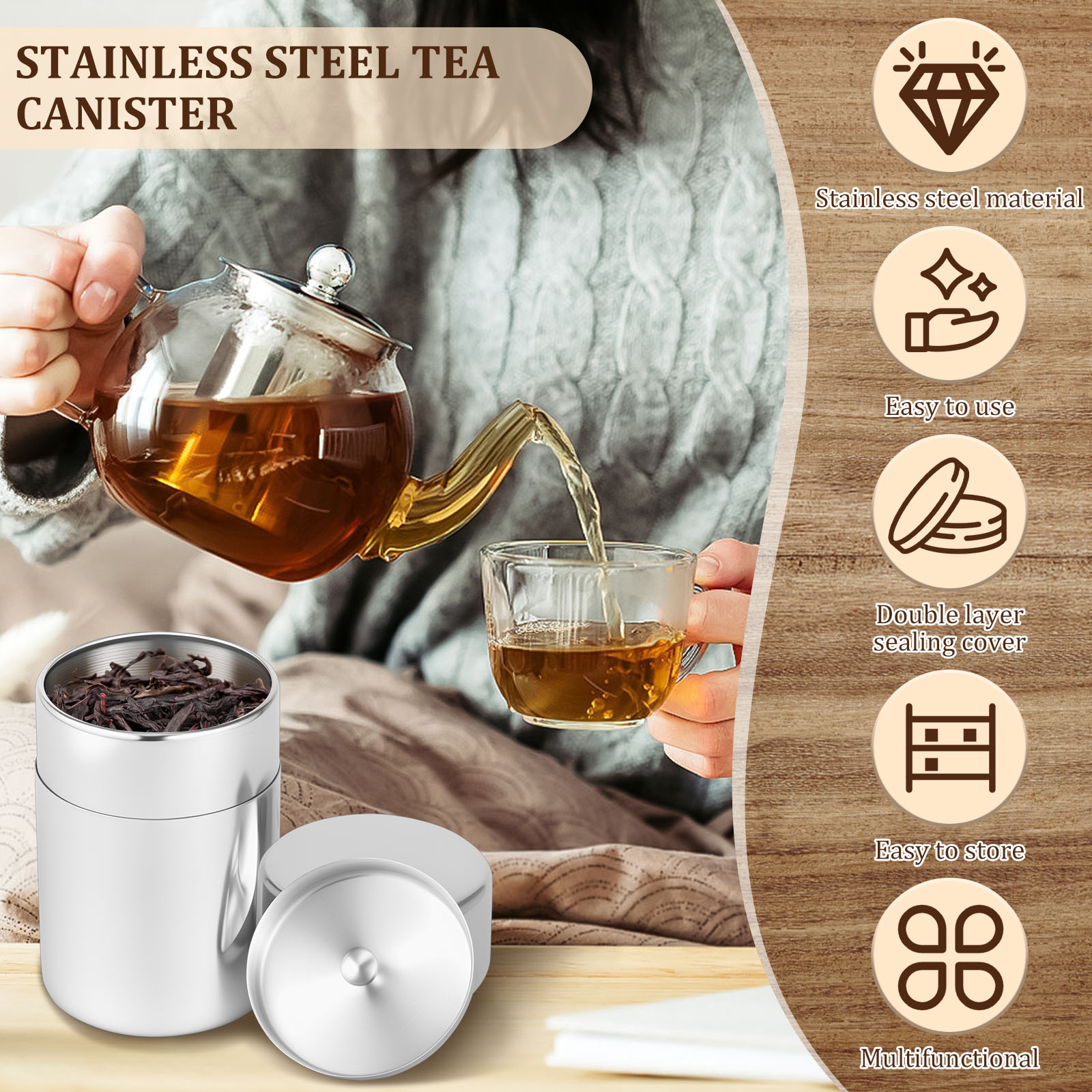 Stainless Steel Tea Leaf Tins  - Coffee Tea And Bean Leaf ulasan dan harga