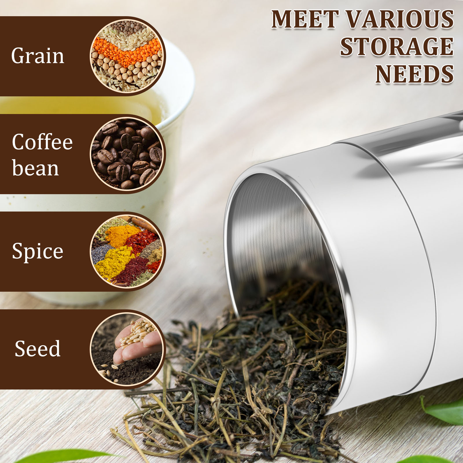 Stainless Steel Tea Leaf Tins  - Coffee Tea And Bean Leaf ulasan dan harga
