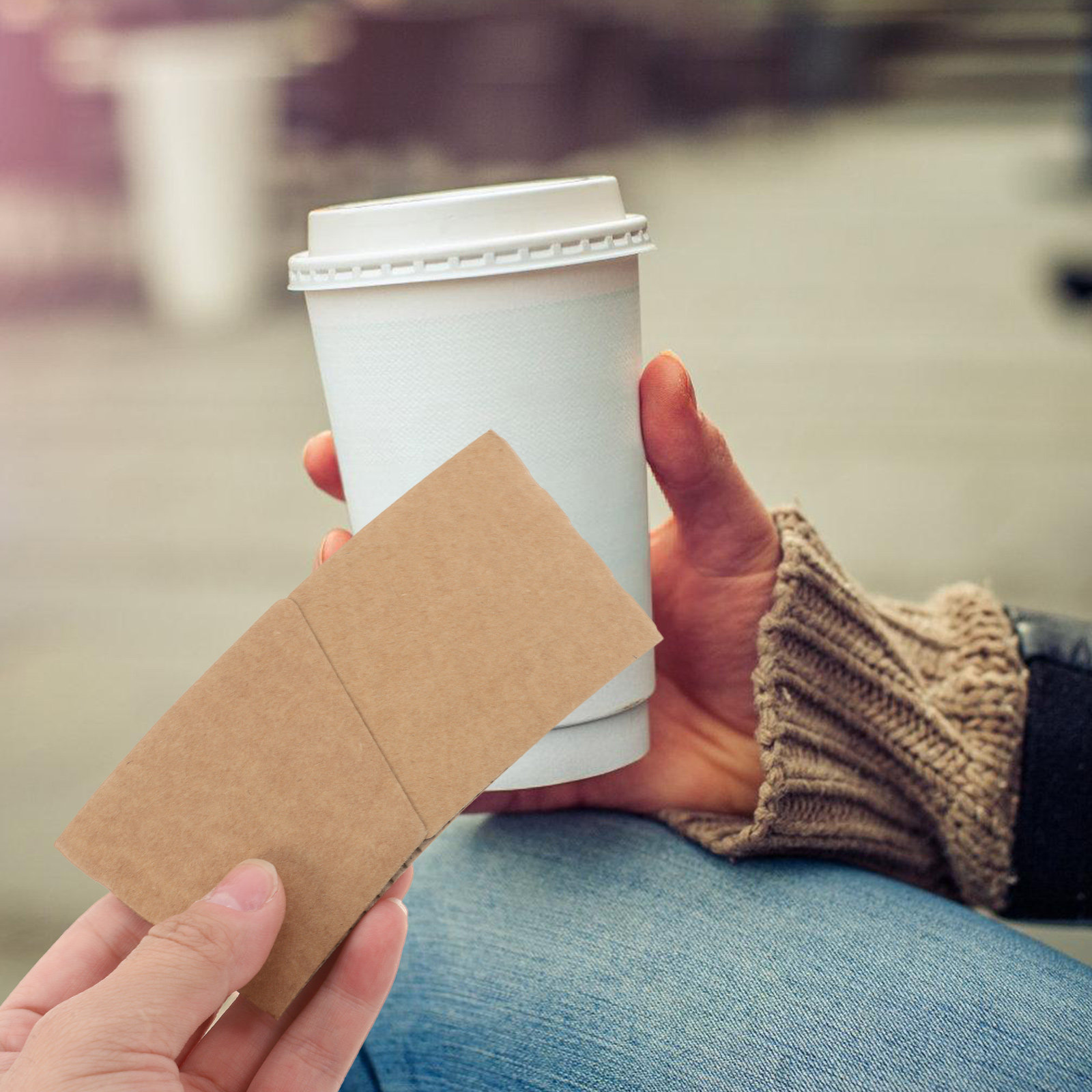 100Pcs Kraft Paper Cup Sleeves - Coffee Tea Paper Cups ulasan dan harga