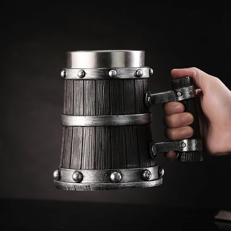 Wood Grain Beer Glass Resin St - Coffee Tea Flask ulasan dan harga