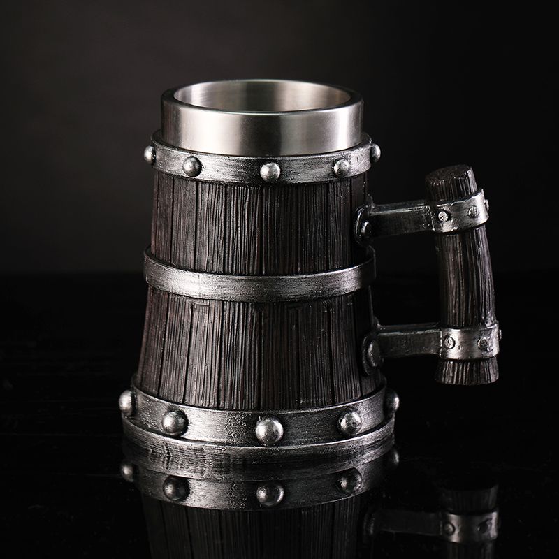 Wood Grain Beer Glass Resin St - Coffee Tea Flask ulasan dan harga