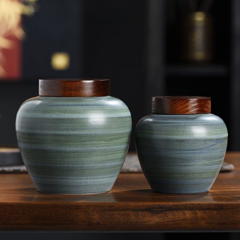 Retro Ceramic Tea Leaf Jar Cre - Coffee Tea And Bean Leaf ulasan dan harga