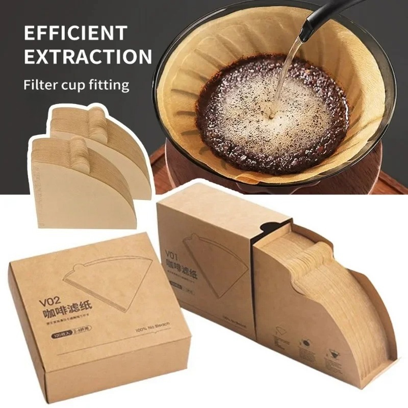 Wood Pulp 02 Cone Filter Pour  - Coffee Tea Paper Cups ulasan dan harga